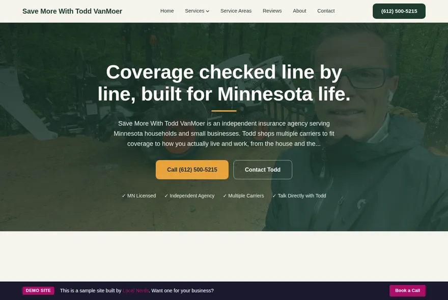 Homepage of the Workbench demo: spruce green layout on bone with an amber button